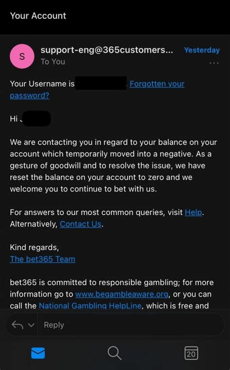 bet365 minus balance